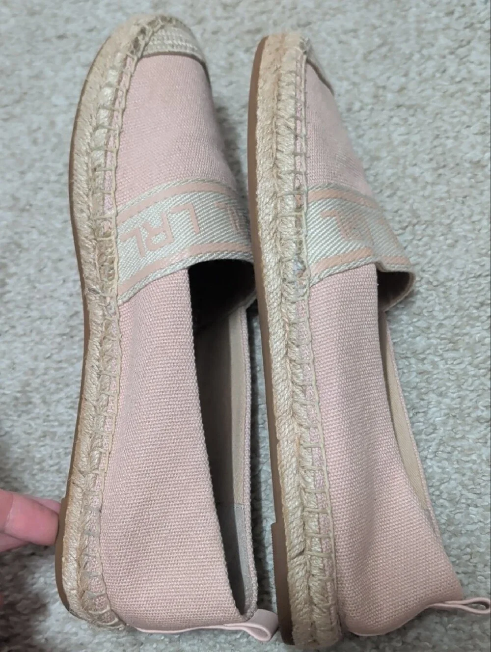 💗🏇 Lauren 🏇💗 Ralph Lauren Blush Pink Canvas Espadrille Slip-Ons Sz 8